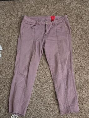 V Cristina Mauve-Pink Jeans White Stitching Up The Back Of The Legs